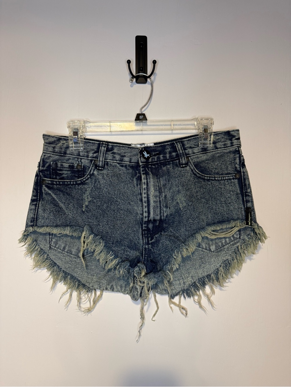 ONE TEASPOON Acid Wash Distressed Denim Cut Off Shorts Fringe Fray Sz 26
